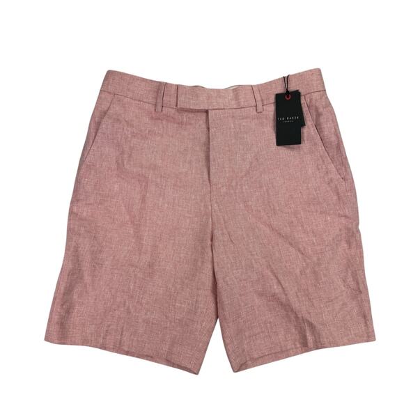 Ted Baker London Mens Damasks Slim Fit Linen Blend Chino Shorts Pink 32R - Picture 1 of 4